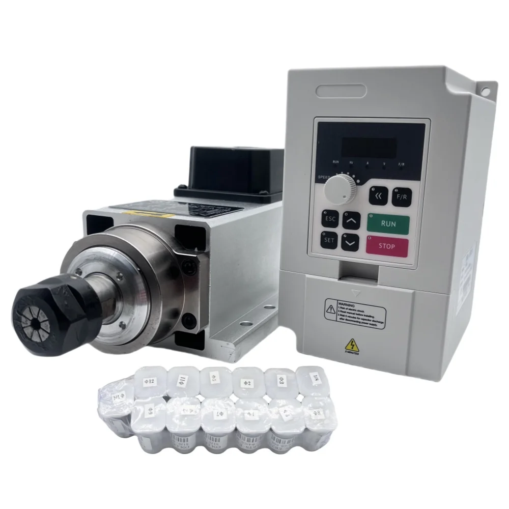 Air Cooled 1.5Kw Spindle Motor Inverter 110V - Kit Motore Mandrino CNC 1.5KW ER11/ER20